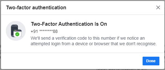Facebook two step verification