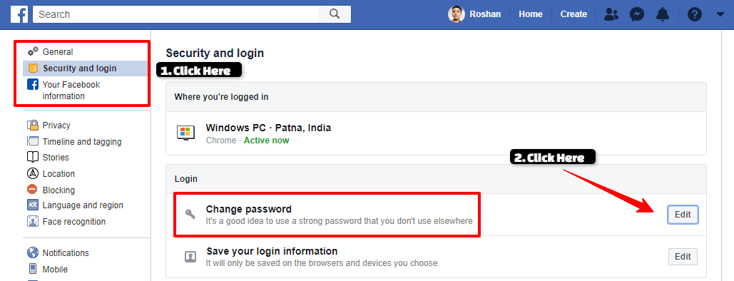 Facebook Ka Password Kaise Change Kare